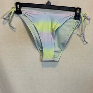 AA-137 Aerie NWT Cheekiest Side Tie Purple & Green Stripe Bikini Bottoms Size XL